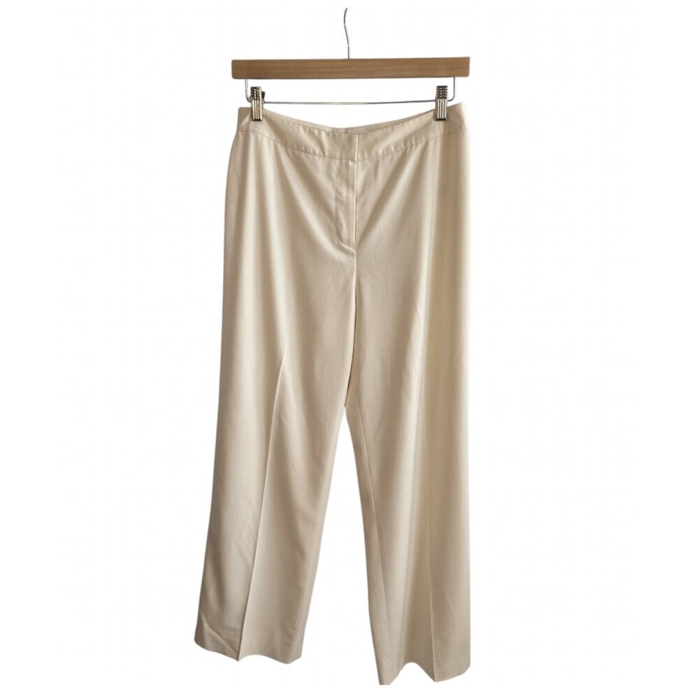 St. John Collection Cream/Beige Pleated Dress Pants 8
